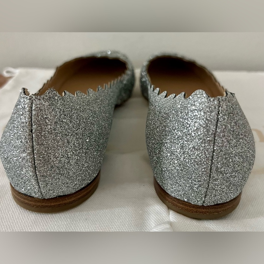 Chloe women Ballets Flat shoes Size 39 Metallics Silver Gray Shoes - Picture 6 of 14